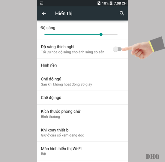 Tắt độ sáng thích nghi